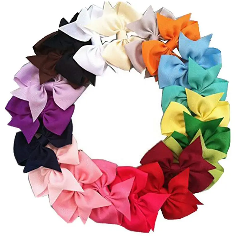 

20pcs Big Hair Bows Boutique Girls Alligator Clip Grosgrain Ribbon Headband