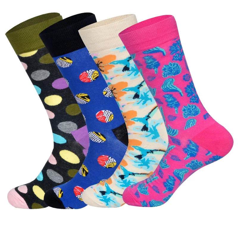 LIONZONE 4 пар/лот Для мужчин Геометрия Дизайн одежды Happy Socks мужская одежда носки хип-хоп улица Стиль носки для скейтеров