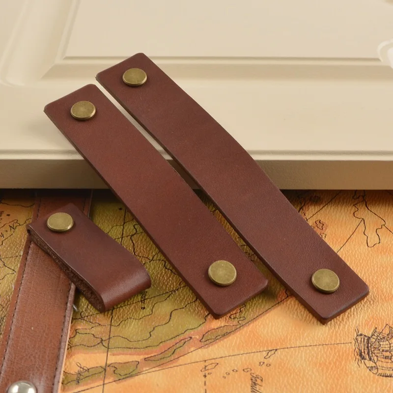 5"Modern simple bookcase handle 6.3"European shoe ark drawer leather pulls 7.5"Dresser brown pulls handle Cupboard closet handle