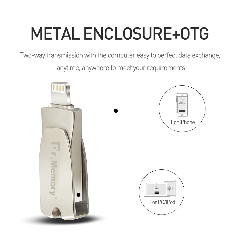 Мини Металлические OTG USB флэш накопители 32 ГБ для планшета IOS накопитель 64 Iphone 6s 7 8