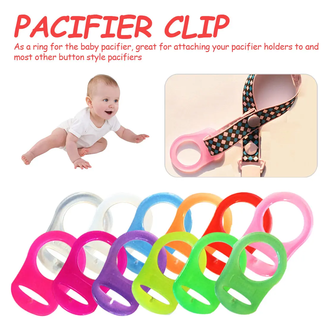 

5 pc/lot Pacifier Holder Clip Adapter Ring Button Style Pacifier Adapter DIY Baby Shower Gift Accessories