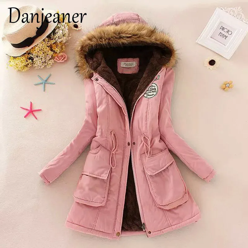 Danjeaner New Parkas Female Women Winter Coat Thickening Cotton Winter Jacket Women Outwear Slim Parkas for Women Winter