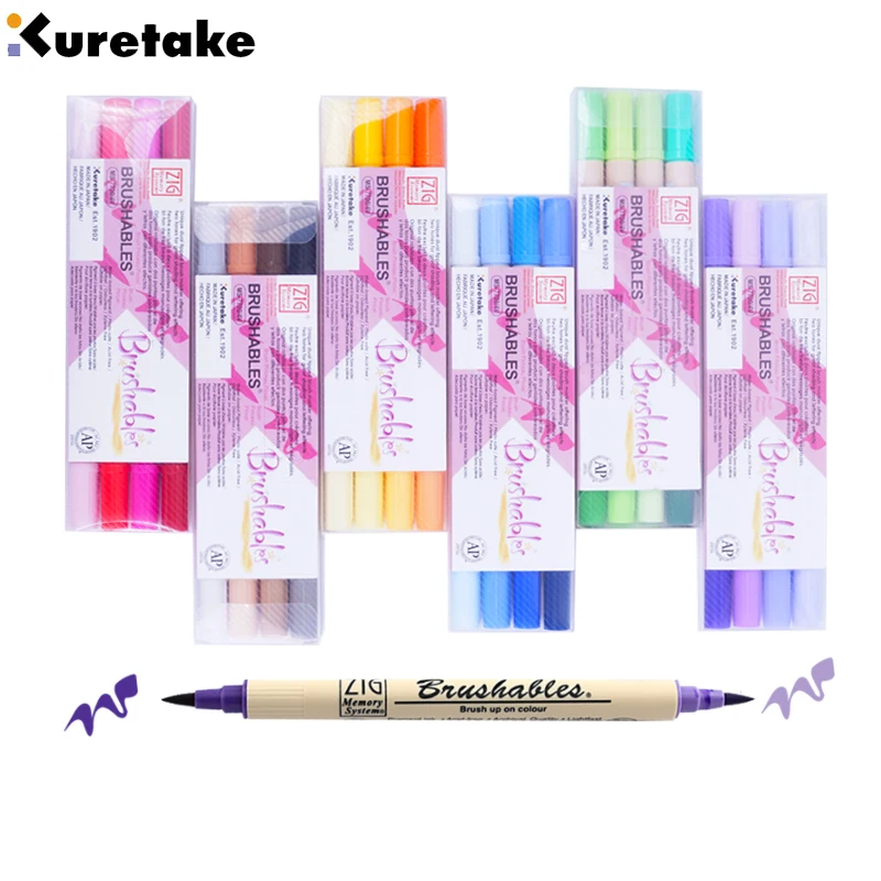ZIG Kuretake Brush Pen Permanent markers waterproof paint marker pen textile marker Fineliner Set Twin Tip brush for drawing art ZIG Kuretake Brush Pen Permanent markers waterproof paint marker pen textile marker Fineliner Set Twin Tip brush for drawing art