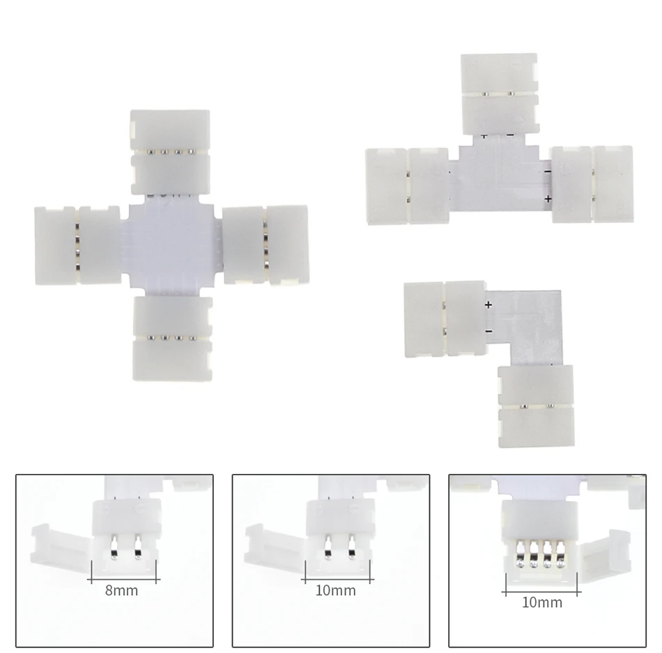 Разъем для светодиодной ленты 5 шт. 10 мм 4-контактный 5-контактный разъем для 5050 RGB светодиодный светильник l-образный Т-образный Х-образный