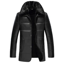 Кожа замша овчины пальто мужчины натуральная кожа куртка мех один кусок кожи норки меховой воротник зима наивысшего качества