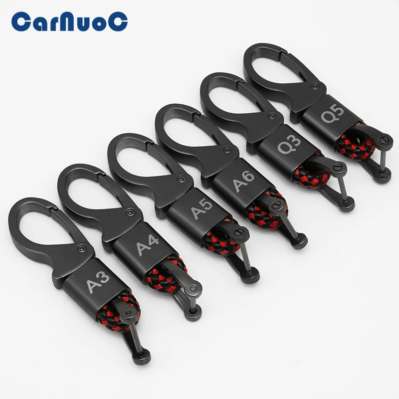 

Car Styling Emblem Badge Black Geniue Leather Car Key Ring Auto Accessories Car Key Chain For Audi A3 A4 A5 A6 Q3 Q5