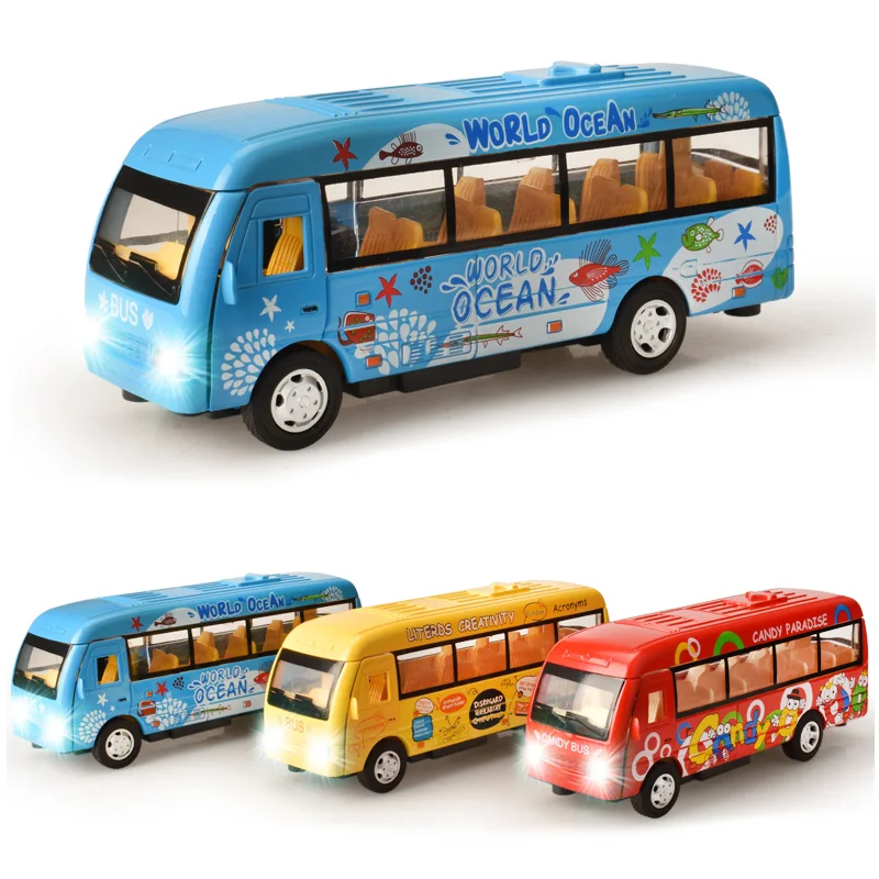 

High simulation Tourist bus,1:50 scale alloy pull back school model, Cartoon van bus toy car,metal model,free shipping