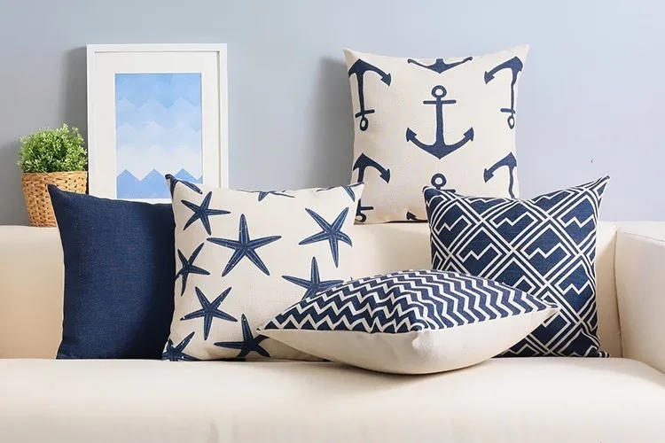 Modern Starfish Geometric Printed Chair Cushion Cotton Throw Pillow Sofa Decoration Pillow Cojines Decorativos Para Sof Cojines