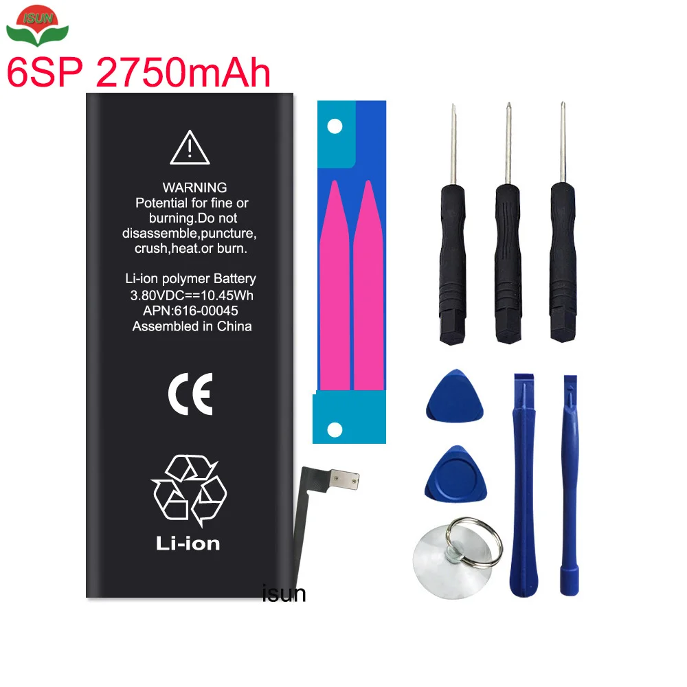 

ISUN original quality 0 cycle cell phone battery for iPhone 6SPlus 2750mAh replacement battery repair with free repair tools