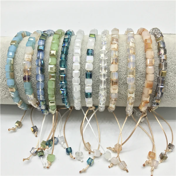

New Square Crystal Beaded Colorful Beads Bracelet for Women Bohemian Preppy Style