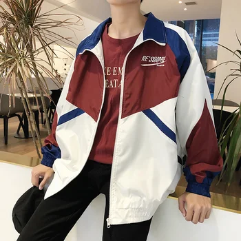 

Spring New Jacket Men Fashion Contrast Color Casual Sportswear Man Streetwear Wild Hip Hop Loose Bomber Jacket Male Coat M-2XL