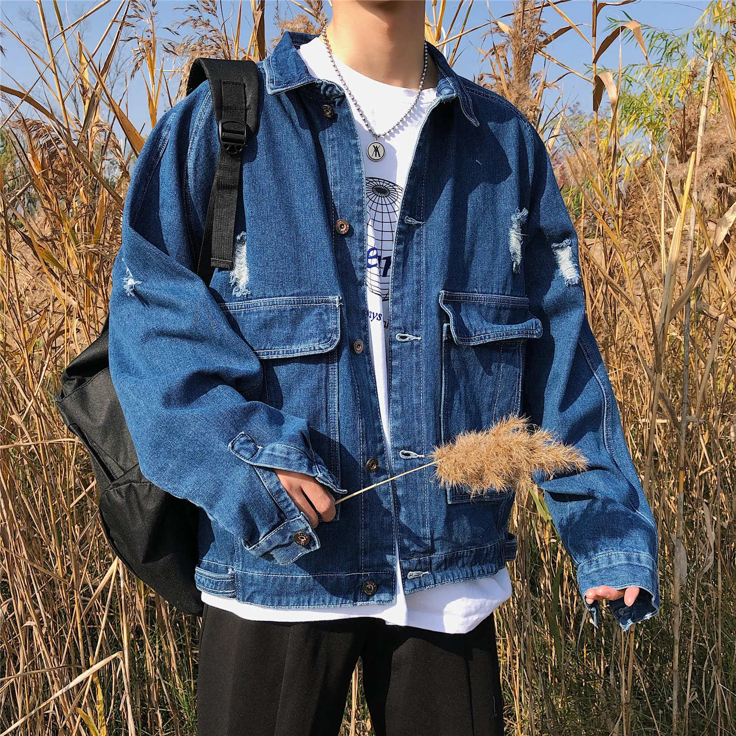Весна Осень корейский Свободный Оверсайз Джинсовая Куртка мужская Ретро карго стиральная школьники подростки куртка мужская одежда N96165