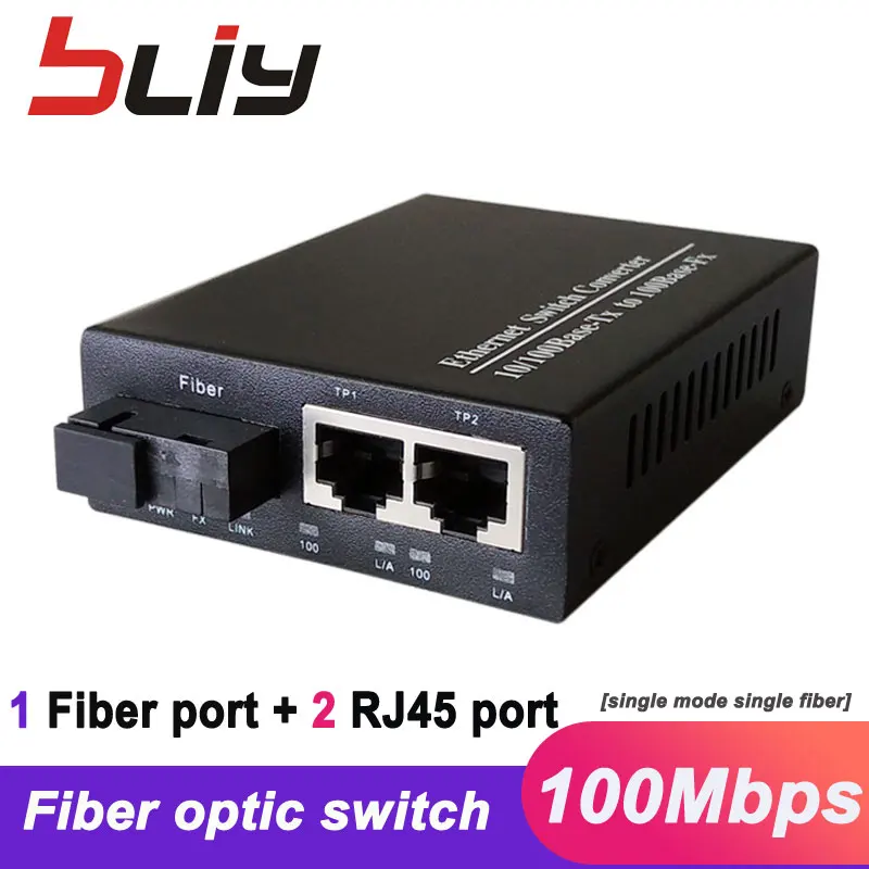 Bliy 1 пара 20 км 100 M singlefiber одномодовое волокно оптический порт RJ45 порт ethernet Оптическое волокно media converter оптоволоконный переключатель ethernet