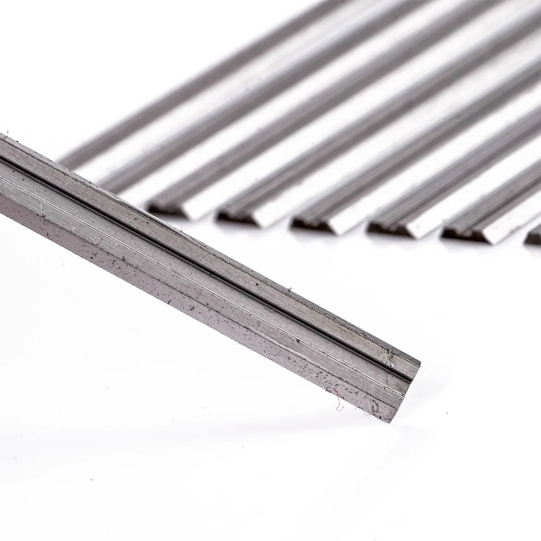 10Pcs Silver Hard Alloy Reversible Carbide Planer Blades 82mm x 5.5mm For HSS Cutting Woodworking Machinery Tool Parts