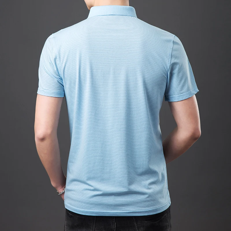 Летние мужские полосатые дышащие рубашки поло мужские s высокого качества с короткими рукавами рубашки поло мужские синие зеленые Размер M-3XL