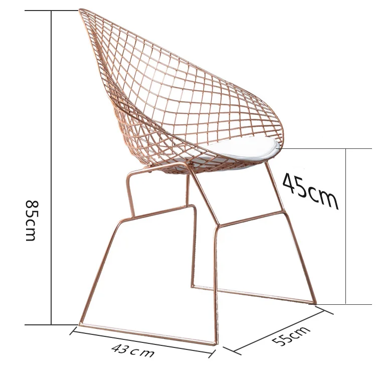 Пустой железный стул с проволокой креативная индивидуальность обеденный стул Скандинавский современный минималистичный универсальное кресло дизайнерский стул золотой