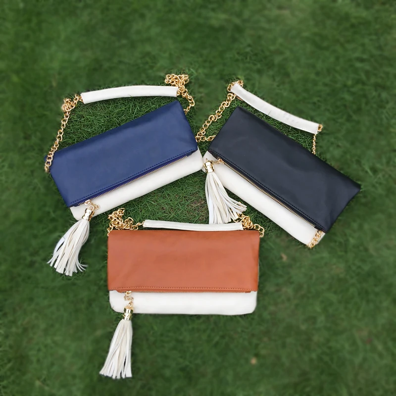 Wholesale Blanks Mix Color Clutch bag Foldover Evening Bag with Metal