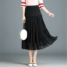 Осенние офисные женские юбки с завышенной талией, Узкие пляжные юбки, женские длинные юбки, шифоновая многослойная юбка