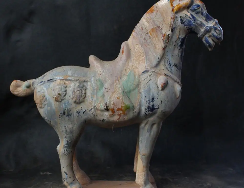 

Old Imperial Court Tang Sancai Porcelain Success Animal Tang Horse Horses Statue