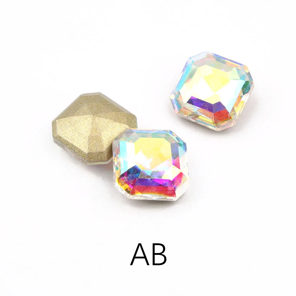 30/100pcs Mix Color Nail Art Rhinestones Square Octagon Crystal Shiny 3D Strass Gem Stone Manicure  - 32992389939