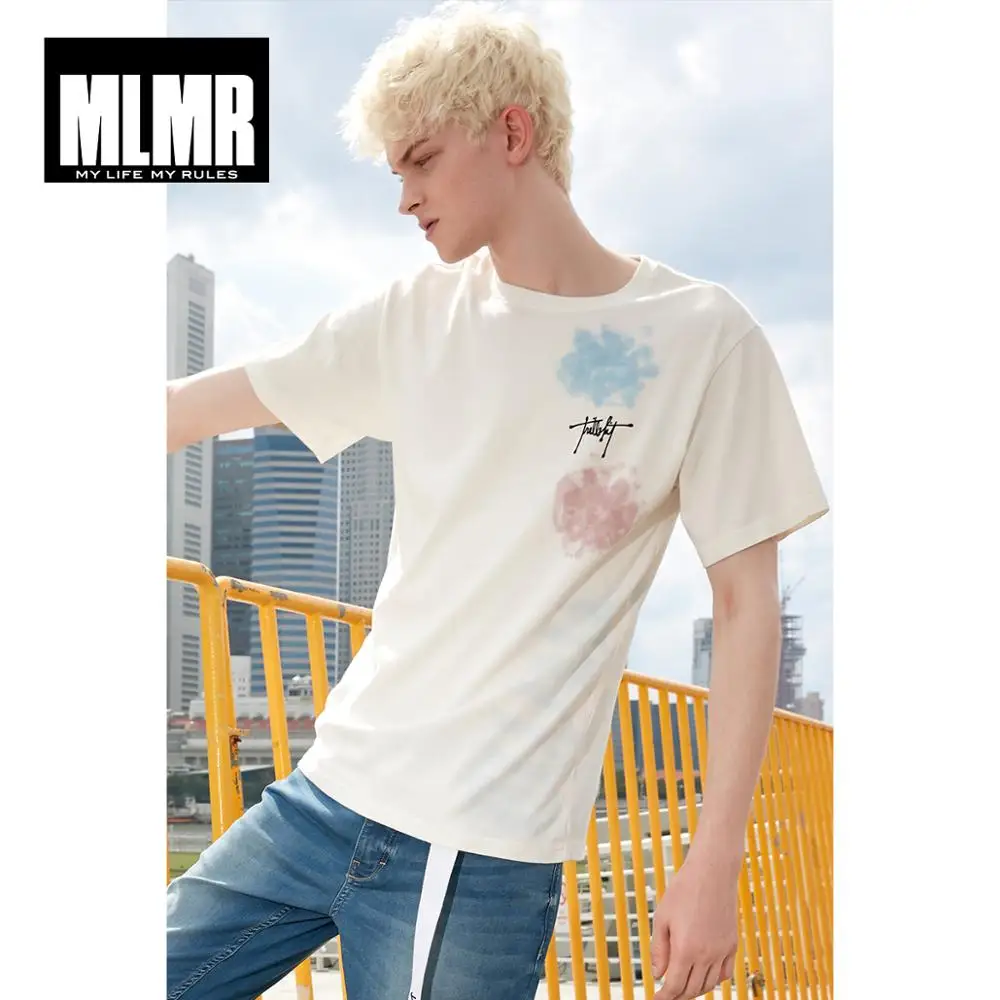 

MLMR Men's Round Neckline White Letter Print Short-sleeved T-shirt| 219101533