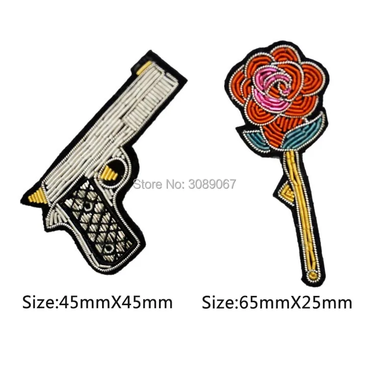 2017 New High Quality 3d Hand Embroidered Guns And Roses Pin Jewelry