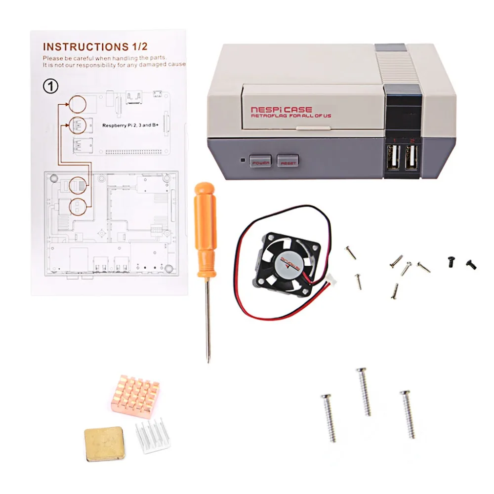 

Mini NES NESPI Retro Case PCB Cooling Fan Heatsinks For Raspberry Pi 3 / 2 / B+