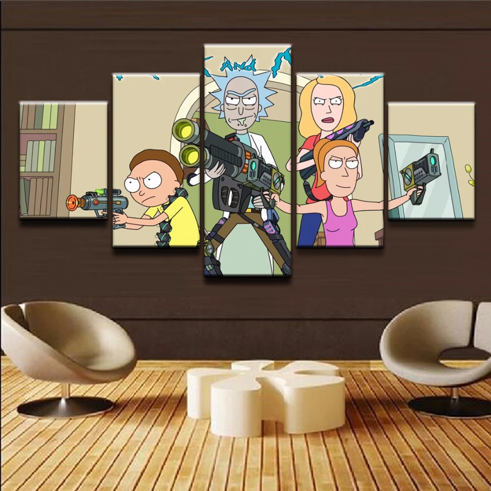Картина рик и морти на холсте