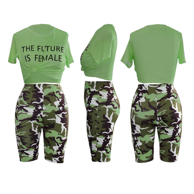 Sexy Print Camo Two Pieces Set Summer Women Tracksuit Ladies Printed ...
