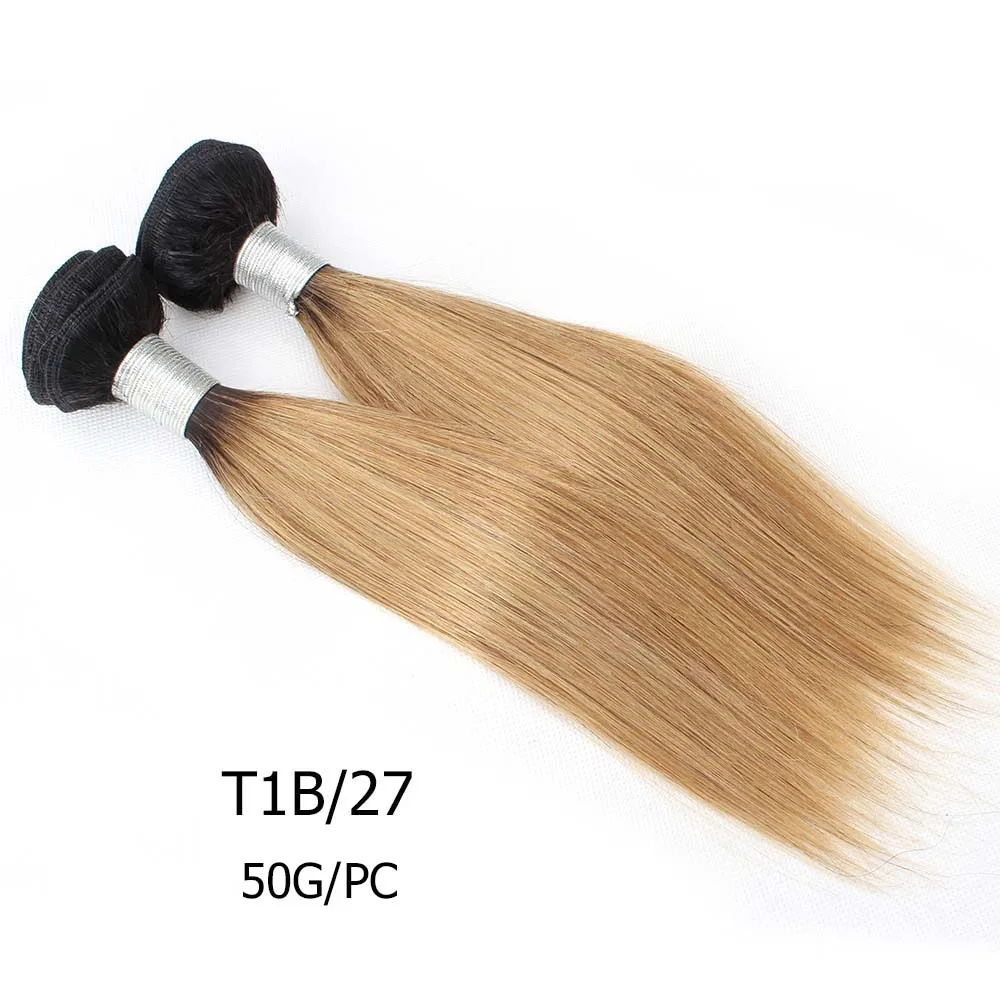 50g 1B 27 Bobbi коллекция 2 пучка 50 г/шт. Омбре мед блонд темно-коричневый индийские волосы переплетения короткий Боб Стиль Прямые не Реми человеческие волосы - Цвет волос: 50g 1B 27