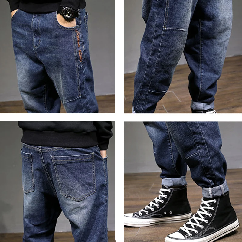 Gersri, большой размер, мужские хип-хоп джинсы, мужские мешковатые джинсы, джинсовые широкие свободные штаны, мужские уличные повседневные высококачественные джинсы в рэп-стиле