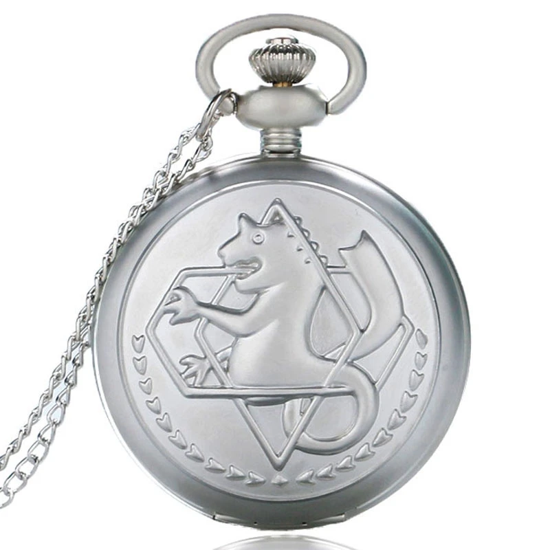 Luxury Silver Fullmetal Alchemist Pocket Watch with Edward Elric's Glass Dome Pendant Necklace Men Women Christmas Gifts Box Set 2017 2018 (3)