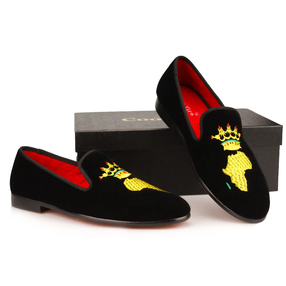 Men Velvet Shoes Loafers Embroidery (3)