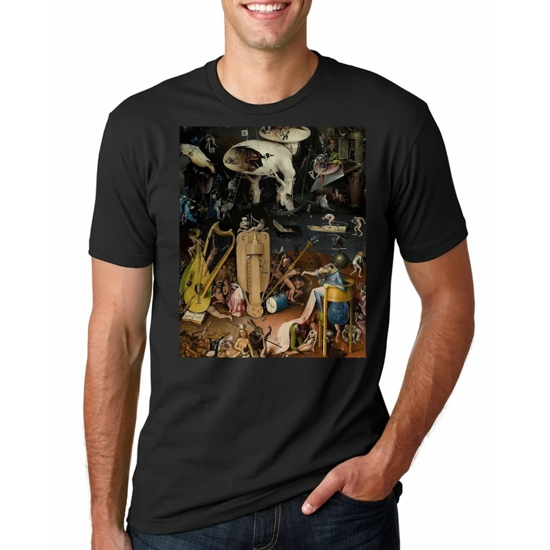 

Printed Men T Shirt Cotton O-Neck tshirts Hell, The Garden of Earthly Delights - Hieronymus Bosch Short-Sleeve men T-Shirt