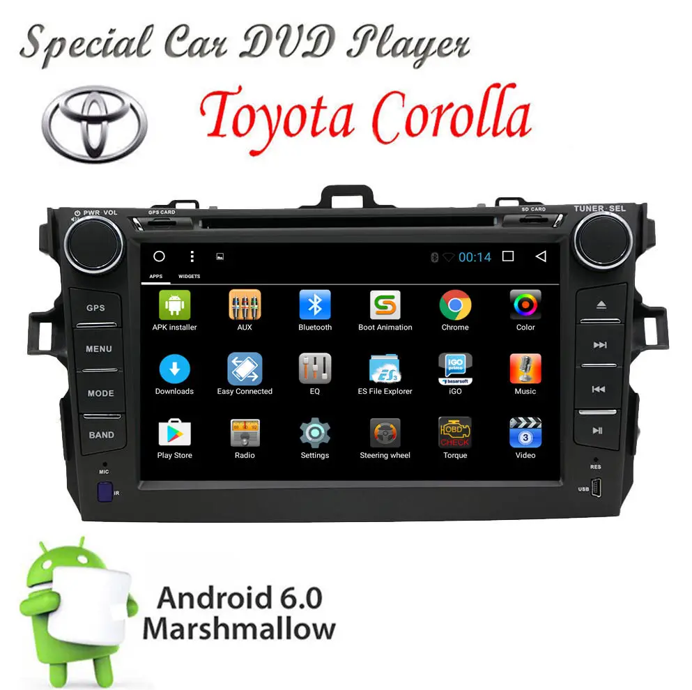 Perfect In Dash Car DVD GPS Navigation Wifi Radio Android 6.0 For Toyota Corolla 07-13 0