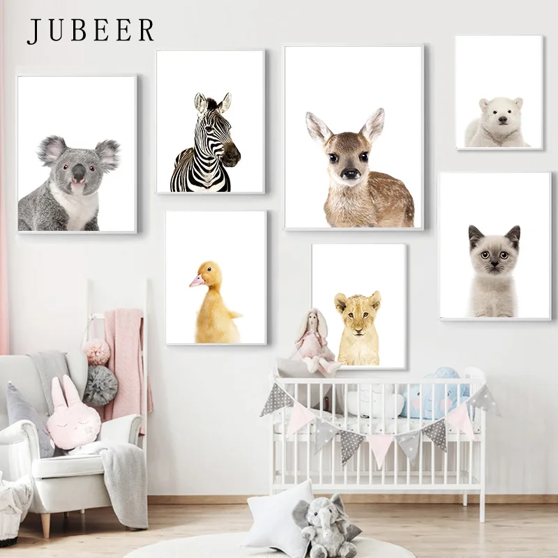 

Scandinavian Style Animal Print Nursery Posters Cute Animals Decorative Picture Cuadros Decoracion Salon Posters and Prints