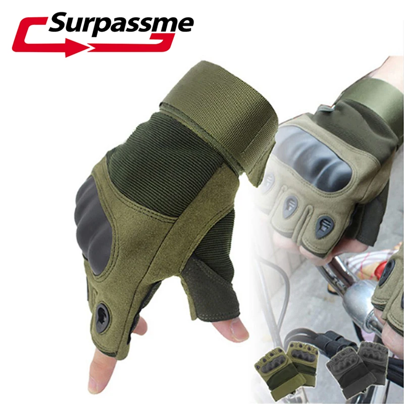 

Half Fingers Motorcycle Gloves Men PU Leather Nylon Summer Motorcycle Gloves Outdoor Sport Travelling Wearable Tactical Guantes