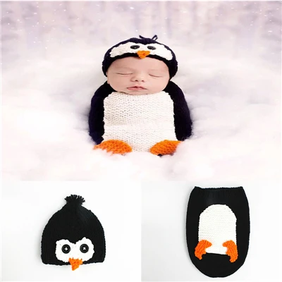 Детский мальчик мультфильм Пингвин фото реквизит шляпа стиль ребенок крючком фотографии реквизит новорожденный прибывшие домашние наряды костюм младенец мальчик - Цвет: 31