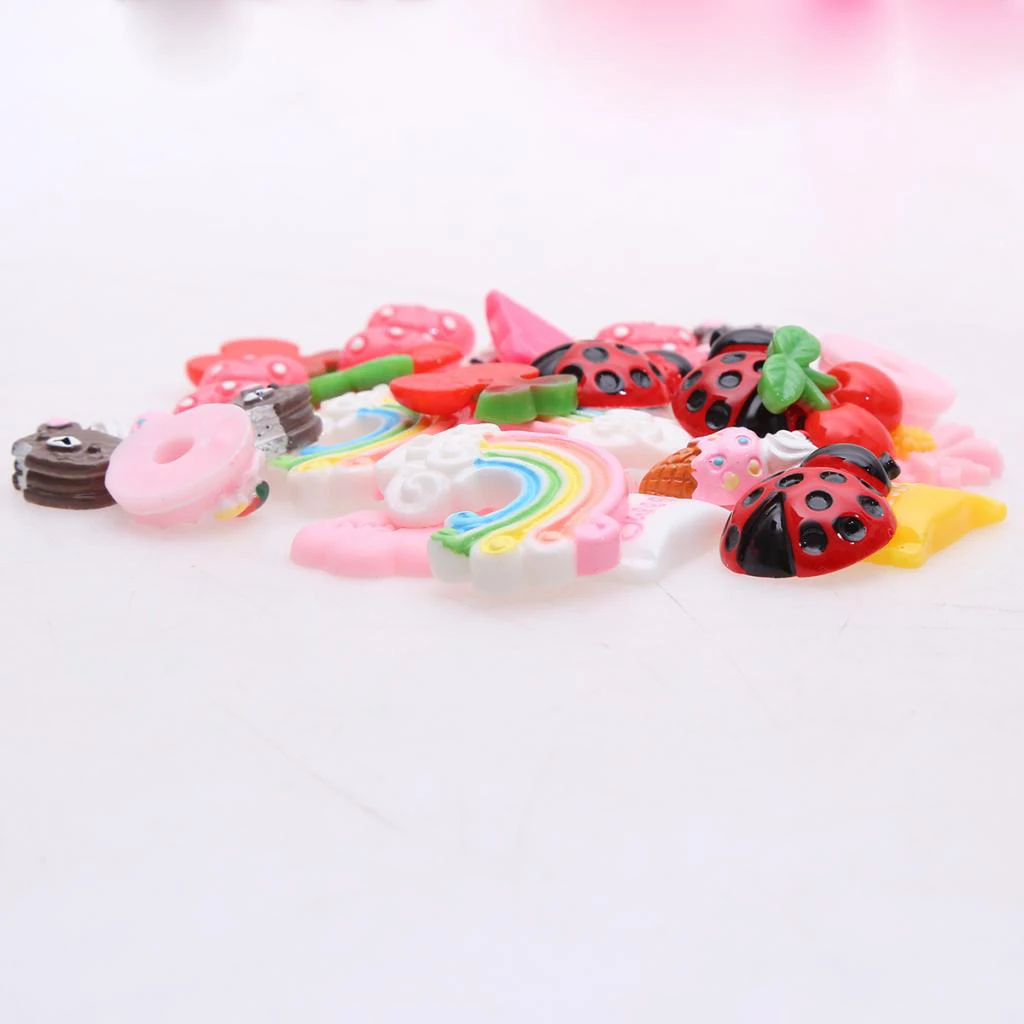 30pcs Kawaii Resin Flatback Cabochons Decoden Charms DIY Scrapbooking Phone Decor Embellishments