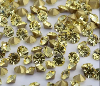

Jonquil Color~1440pcs/bag ss3~ss19 Round Crystal loose pointback rhinestones,Glass glue on nail art rhinestones