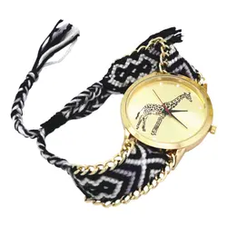 Женские с рисунком жирафа ткань часы-браслет