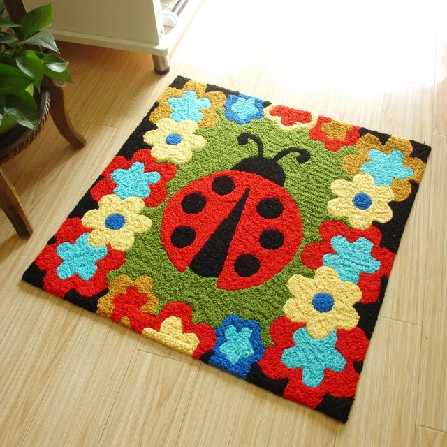 Colorido bordado a mano estera hermosa flor niños de dibujos animados