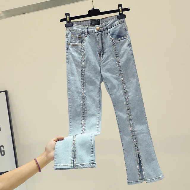 New Studded Diamond Jeans Women Summer 2019 New Stretch Denim Pants ...