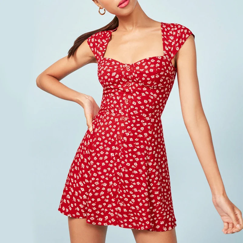 

Melegant Strapless Floral Print Feminine Elegant Dresses Casual Bodycon Party Sexy Dress Button Summer Women Short Dress Vestido