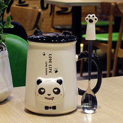 Оригинальность панда мультфильм керамика кружка чашка для воды чашка высокой емкости чашка с насадки на рукоятки посуда для напитков креативные подарки Keepsake - Цвет: A