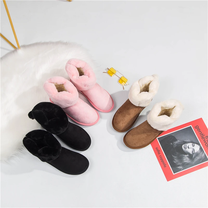 New Winter Snow Boots Women Platform Ankle Boots Non-Slip Round Toe Creepers Thick Warm Ladies Cute Flat Shoes XWX7288