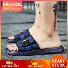 HKIMDL мягкие удобные шлепанцы модные уличные морские и пляжные повседневные мужские тапочки черные домашние тапочки мужские Нескользящие