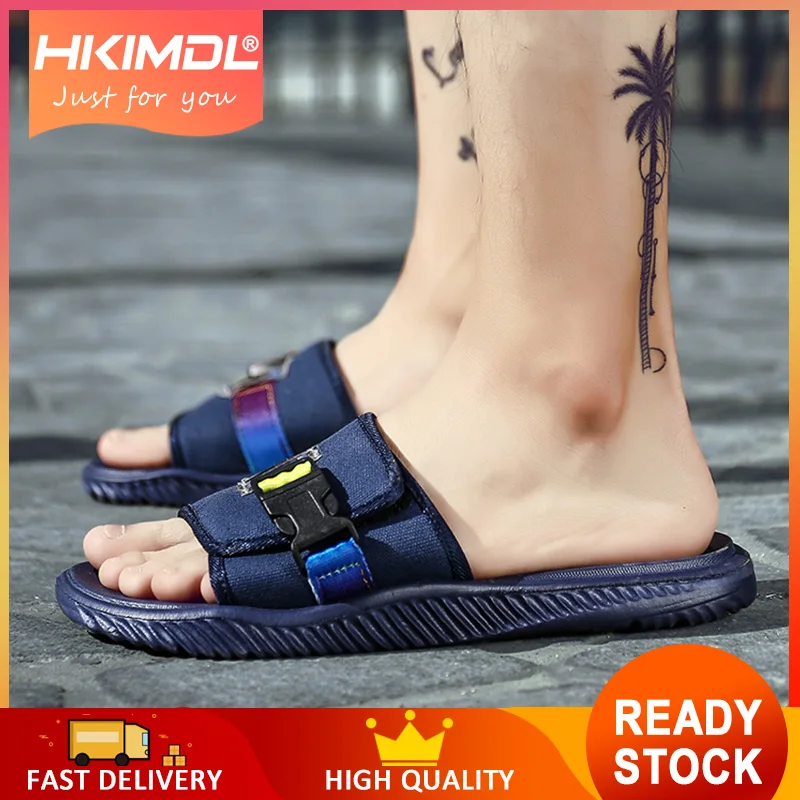 

HKIMDL Soft Comfortable Flip Flops Fashion Outdoor Sea and Beach Casual Men Slipper Black Home Slippers Male Non-slip