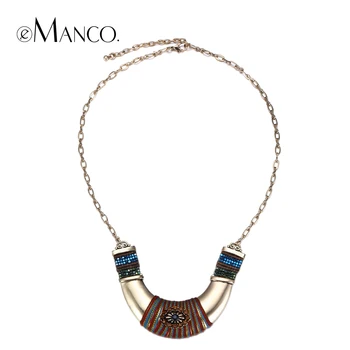 

eManco alloy pendant necklace ethnic tribal style rhinestone beads accessories women metal choker necklaces collar mujer NL13941