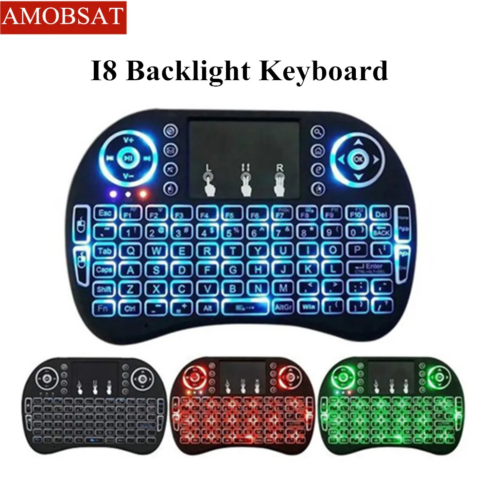 

AMOBSAT air mouse Keyboard remote control i8 backlit mini English Touchpad Mini Wireless Keyboards for Smart android TV Box